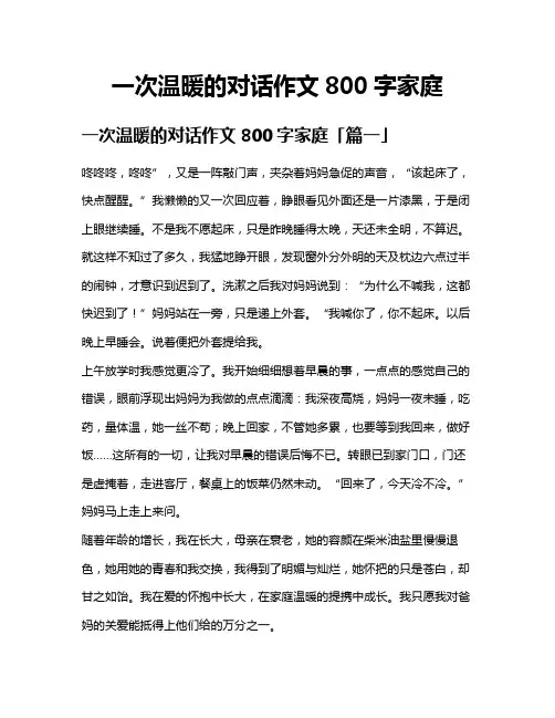 一次温暖的对话作文800字家庭