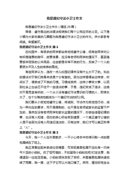 我是遵纪守法小卫士作文（精选29篇）