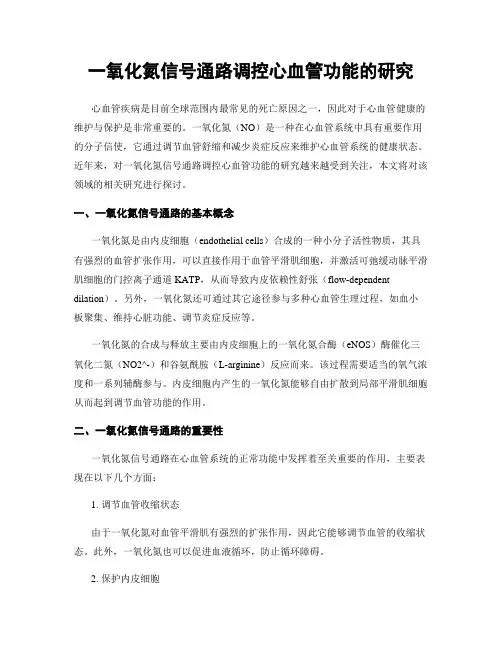 一氧化氮信号通路调控心血管功能的研究