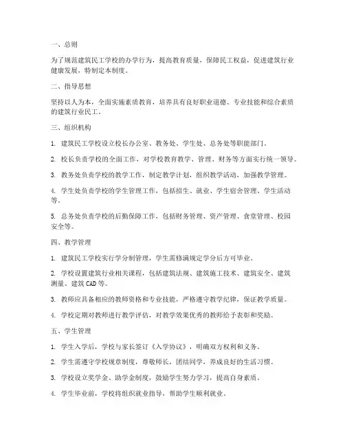 建筑民工学校管理制度
