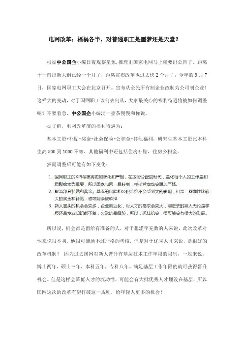 电网改革：福祸各半,对普通职工是噩梦还是天堂？