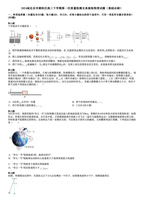 2024届北京市朝阳区高三下学期第一次质量检测全真演练物理试题(基础必刷)