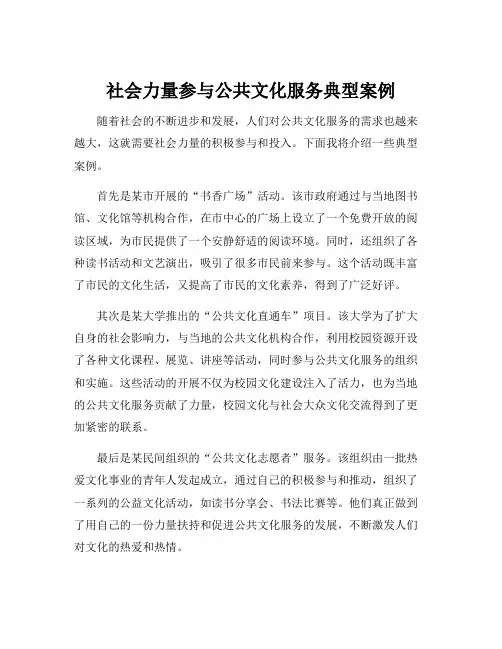 社会力量参与公共文化服务典型案例