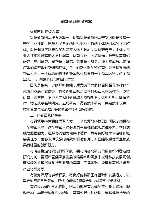 创新团队建设方案