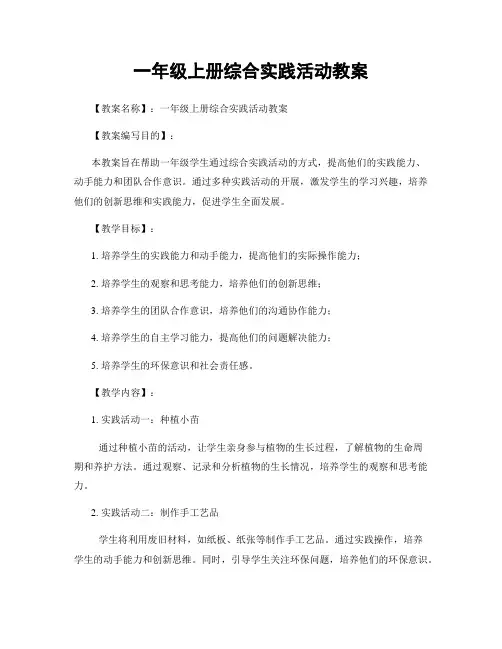 一年级上册综合实践活动教案