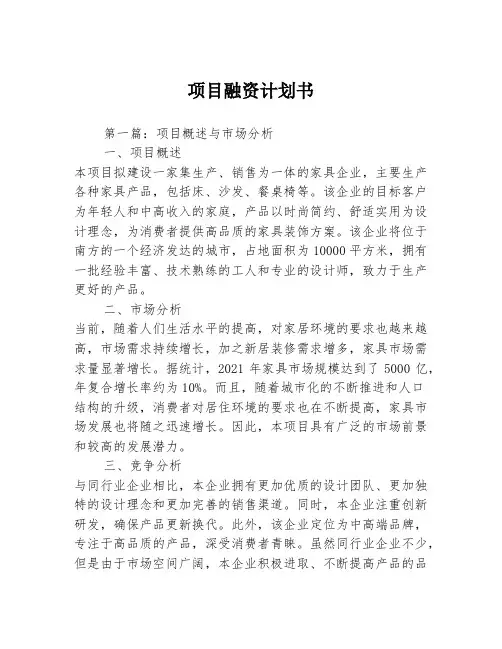 项目融资计划书