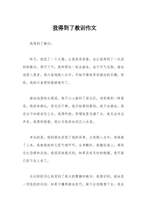 我得到了教训作文