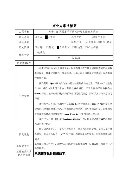 方案案例-商业计划书-物联网健身房