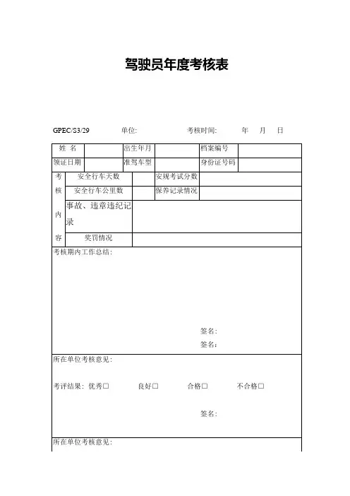 驾驶员年度考核表