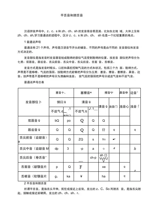 平舌音和翘舌音