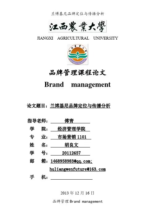 兰博基尼-品牌管理课程论文