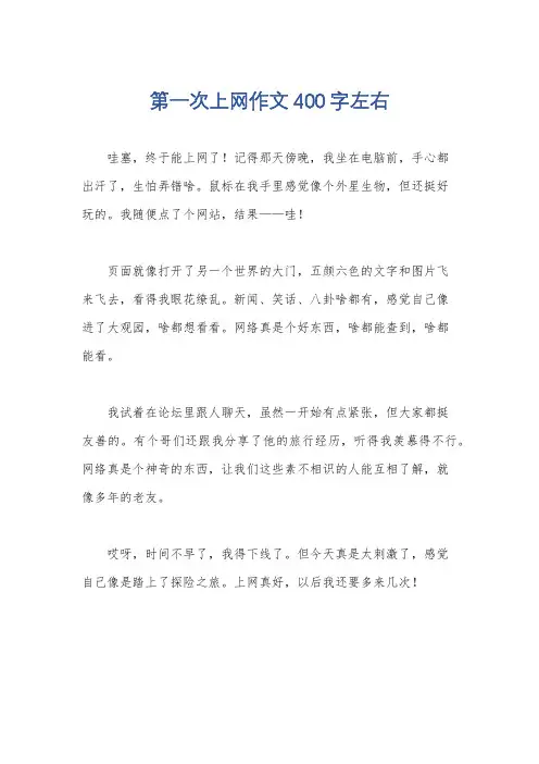 第一次上网作文400字左右