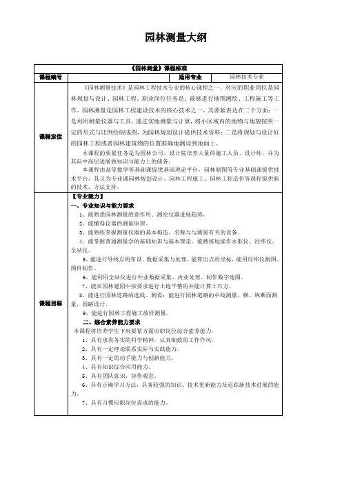 园林测量大纲