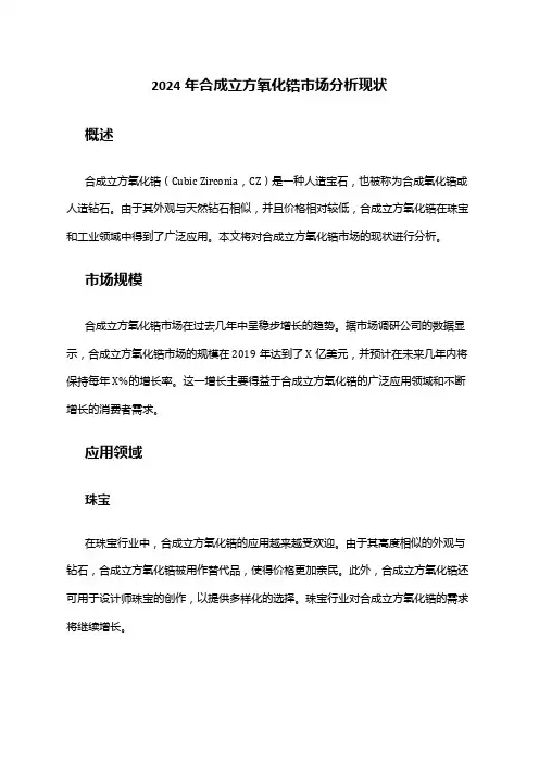 2024年合成立方氧化锆市场分析现状