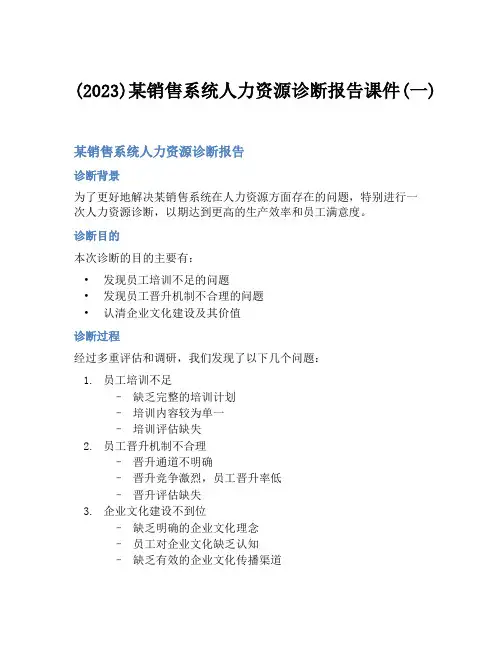 (2023)某销售系统人力资源诊断报告课件(一)