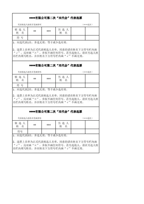 代表选票