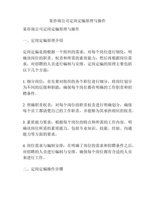 某咨询公司定岗定编原理与操作