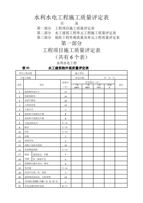 #(水利)质量评定表,含例表(样本)