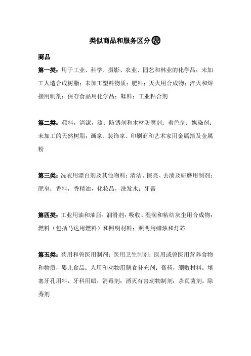 类似商品和服务区分表