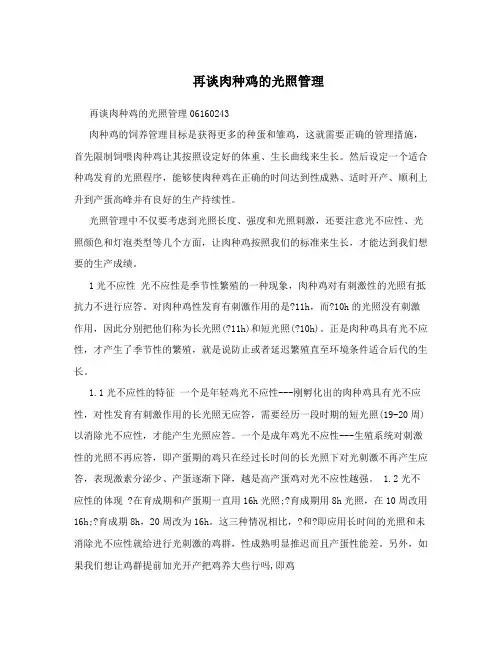 再谈肉种鸡的光照管理