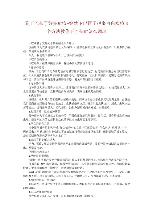 狗下巴长了好多痘痘-突然下巴冒了很多白色痘痘3个方法教你下巴长痘怎么调理