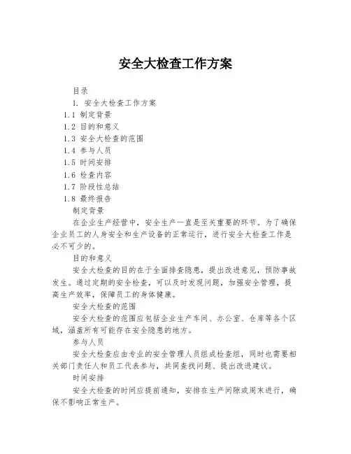 安全大检查工作方案