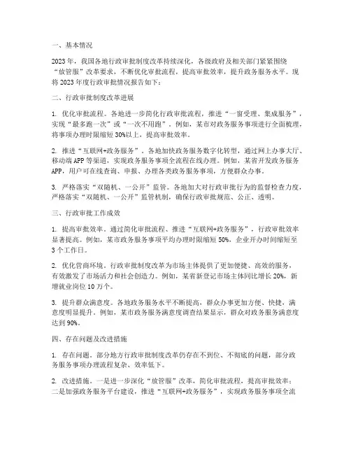 行政审批情况报告