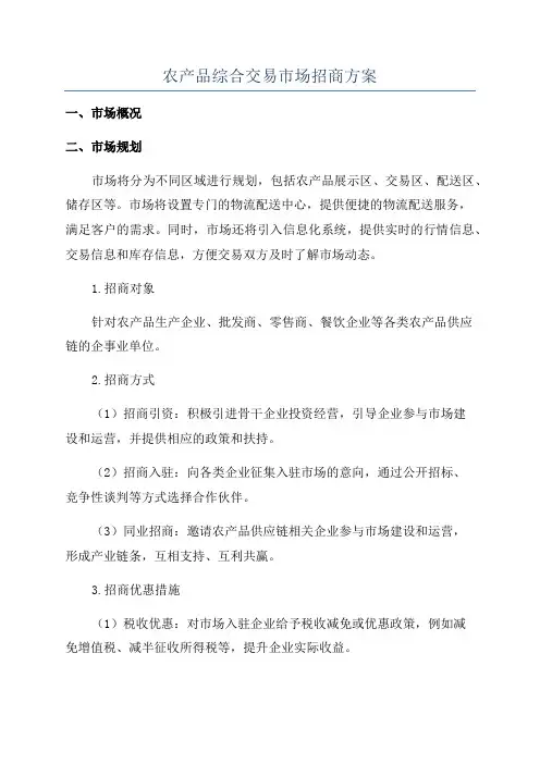 农产品综合交易市场招商方案