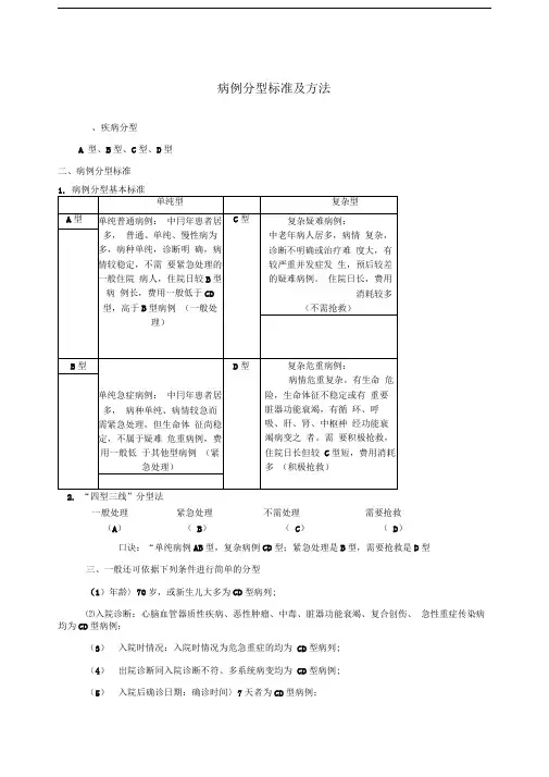 病例分型标准及方法