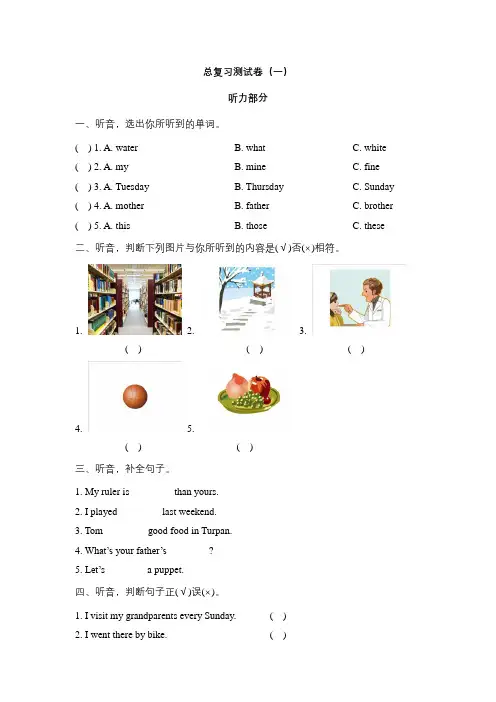 六年级英语下册总复习测试卷(一)_(人教PEP六下)(人教一起点)