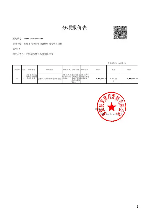 分项报价表