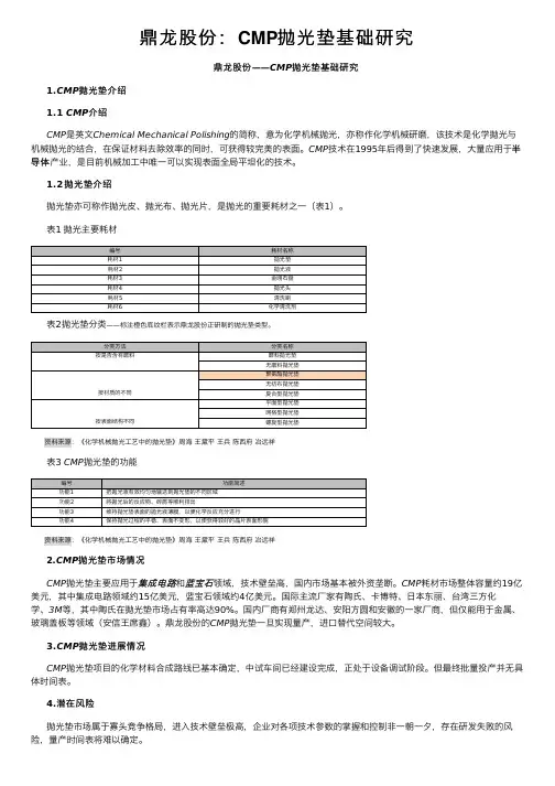 鼎龙股份：CMP抛光垫基础研究