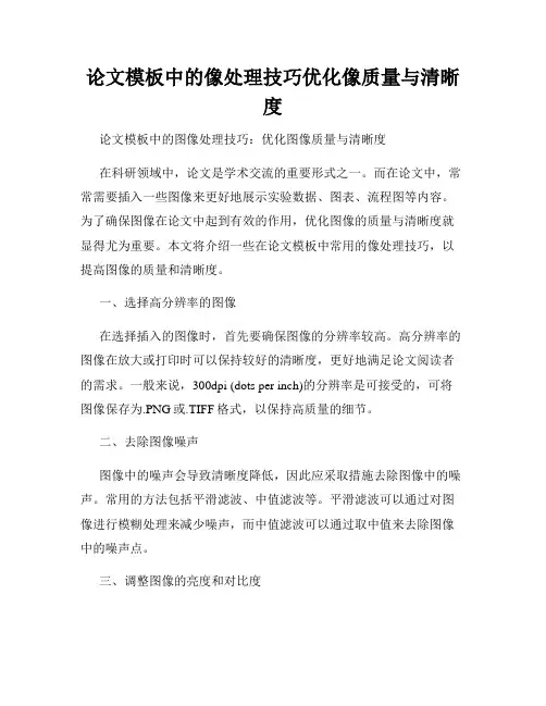 论文模板中的像处理技巧优化像质量与清晰度