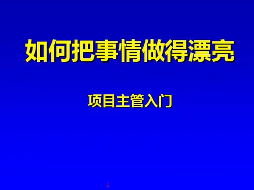 〖项目管理〗项目主管入门-如何把事情做漂亮