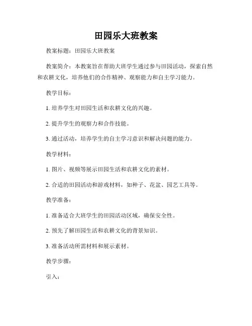田园乐大班教案