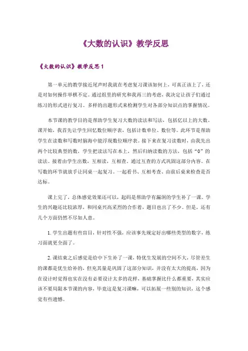 《大数的认识》教学反思