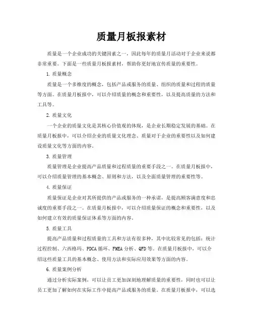 质量月板报素材