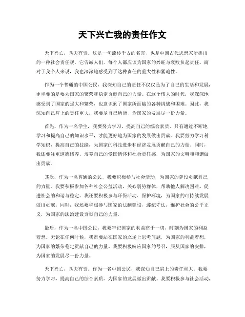 天下兴亡我的责任作文