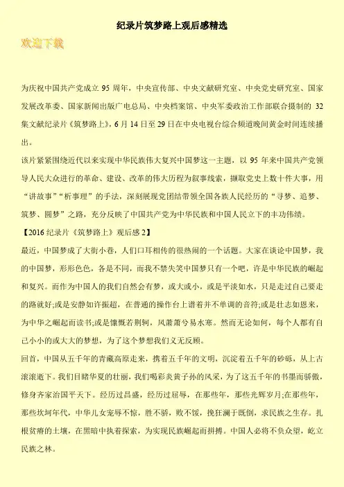 纪录片筑梦路上观后感精选
