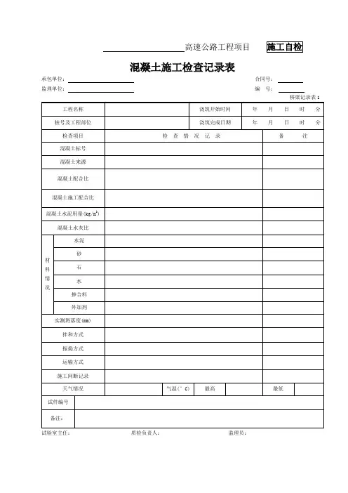 公路桥梁工程记录表(21张)