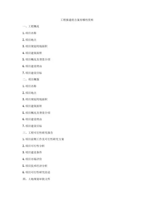 工程报建的方案有哪些资料