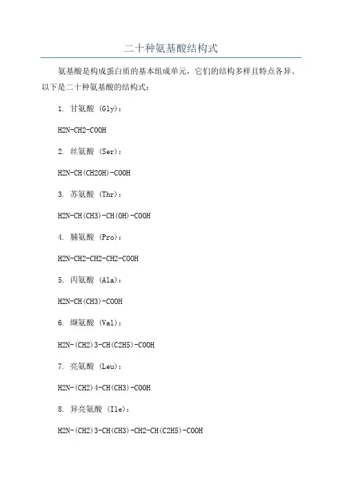 二十种氨基酸结构式