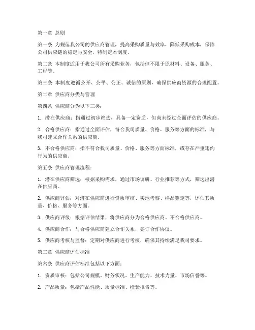 新供应商管理制度范本