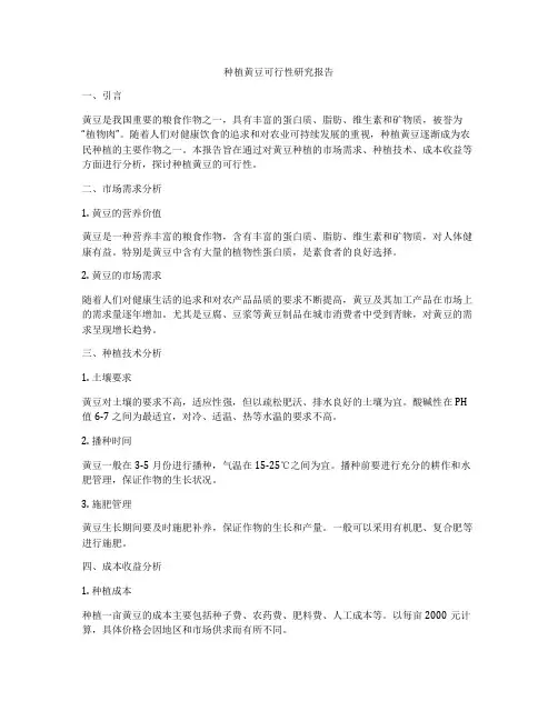 种植黄豆可行性研究报告