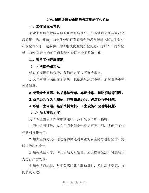 2024年商业街安全隐患专项整治工作总结