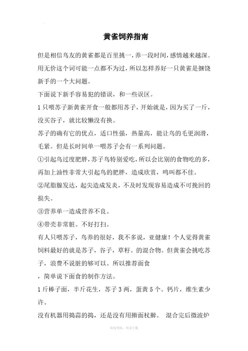 黄雀饲养指南
