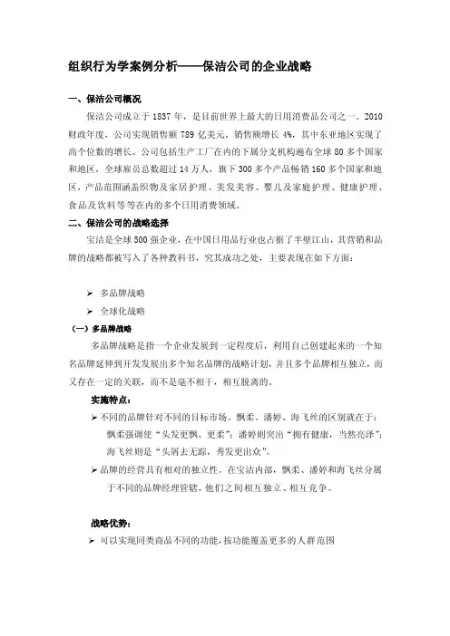 企业战略案例分析—保洁公司