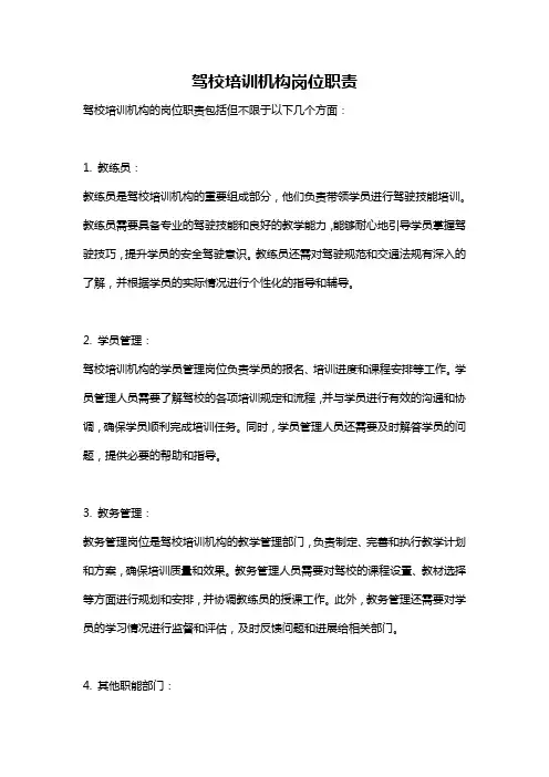 驾校培训机构岗位职责