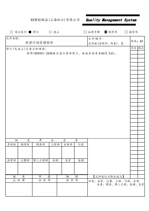 01-【经营计划】-05-经营计划管理程序