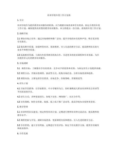培训学校年度工作计划表